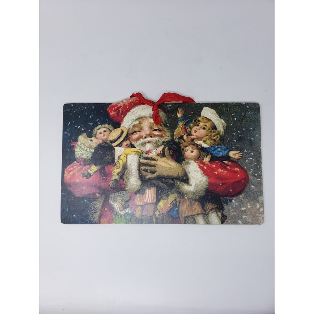 Moonlight & Roses Santa Christmas Wall Plaque Marta E Peters Holiday Decor